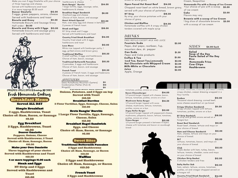Heifers Cafe Menu