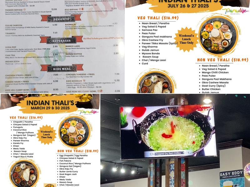 Paradise Indian Grill Menu