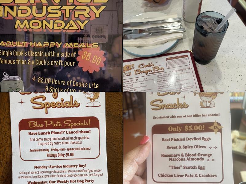 Cook's Burger Bar Menu