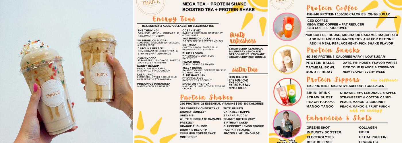 Thrive Nutrition Menu
