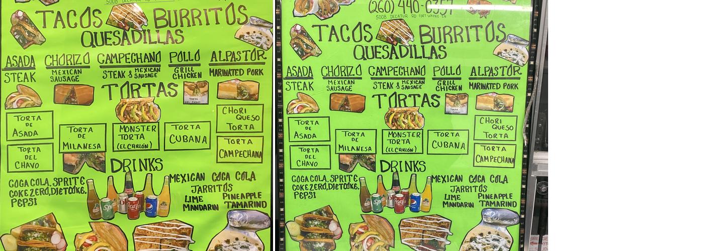 Tacos el chillon Menu