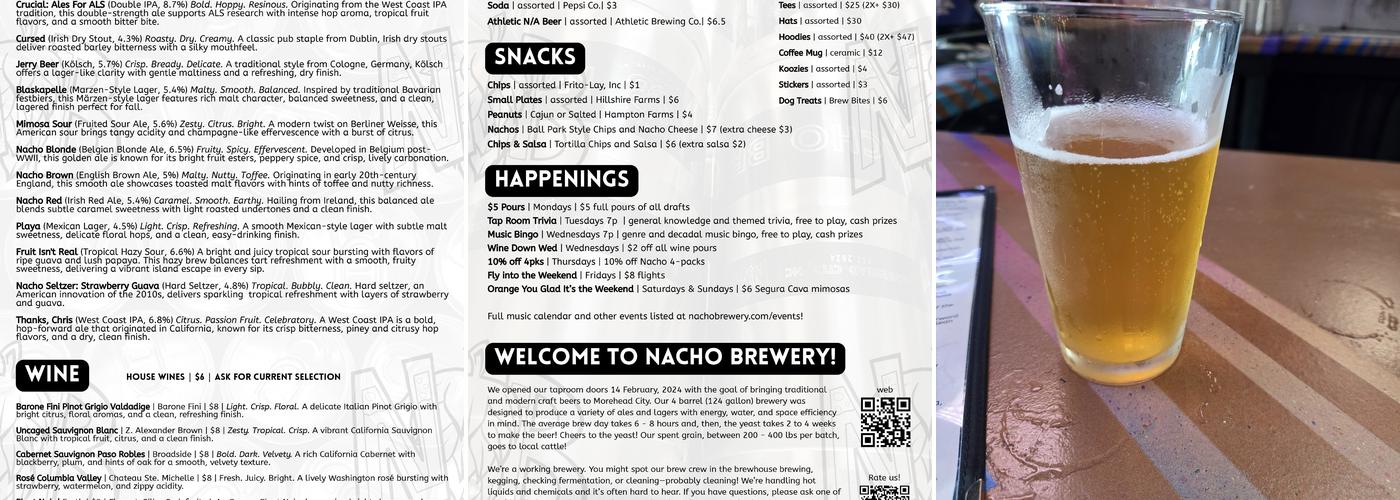 Nacho Brewery Menu