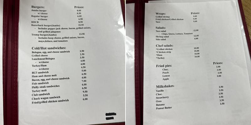 Carter’s Country Store LLC Menu