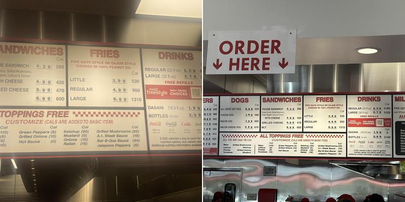 Five Guys Menu