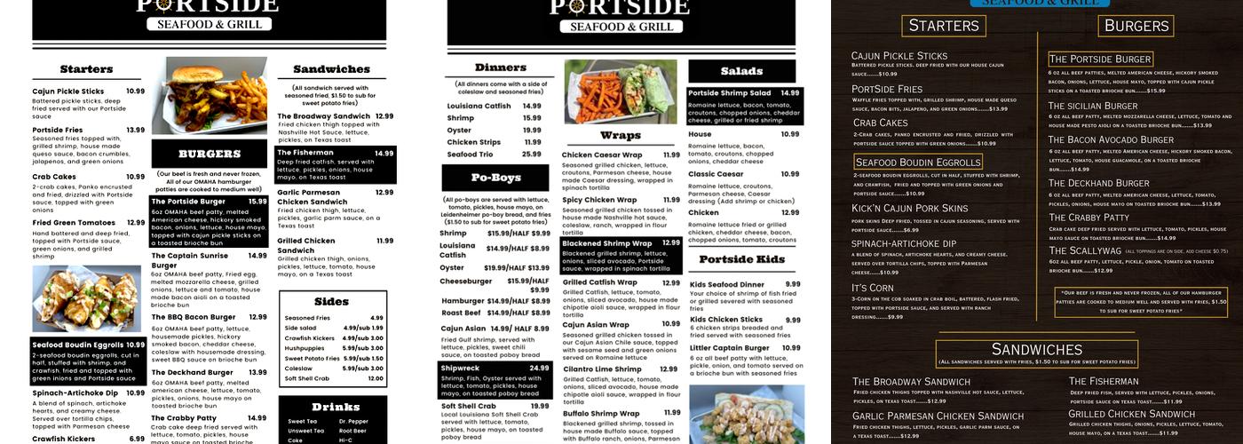 Portside Seafood and Grill Menu