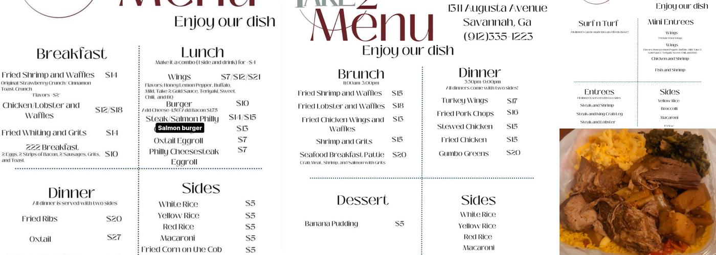 Take 2 cafe Menu
