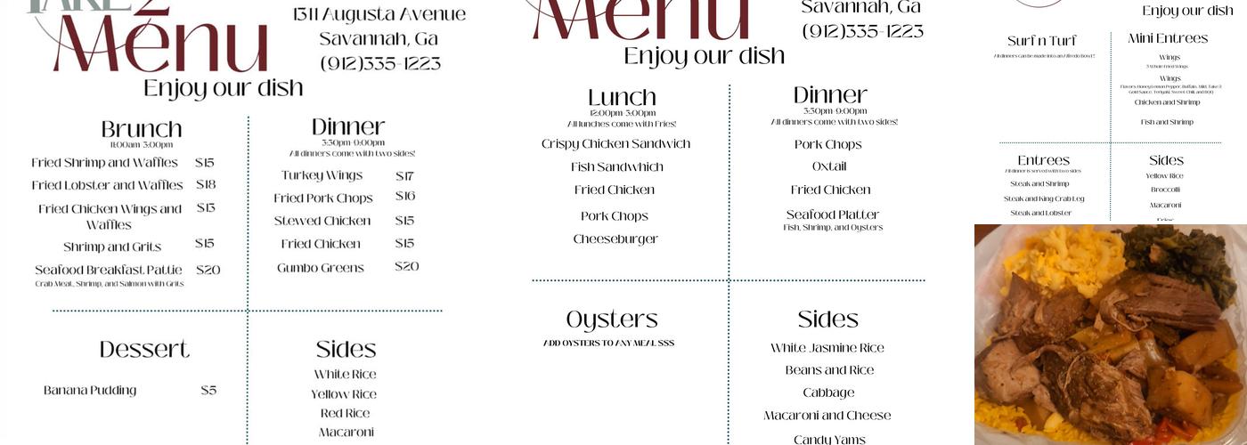 Take 2 cafe Menu