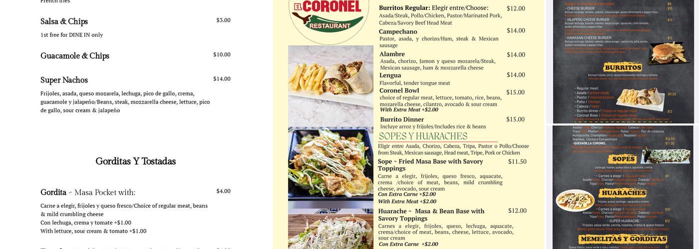 El Coronel Menu