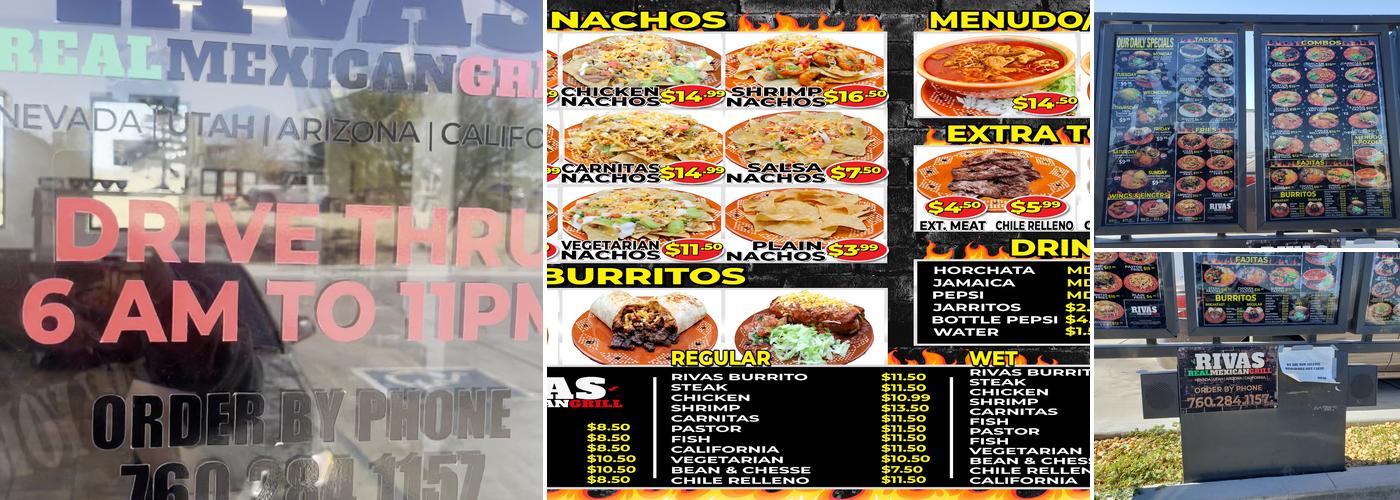 RIVAS Real Mexican Grill Menu