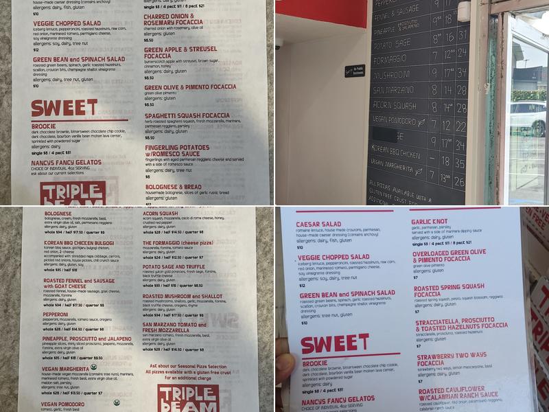 Triple Beam Pizza Menu