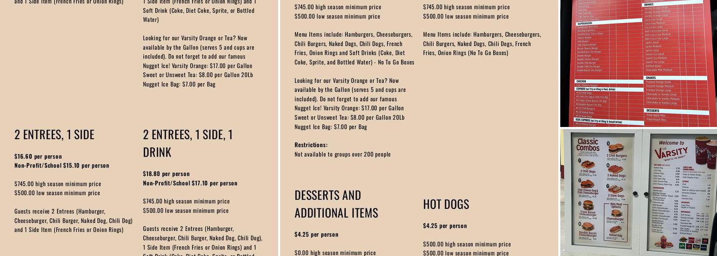 The Varsity Menu