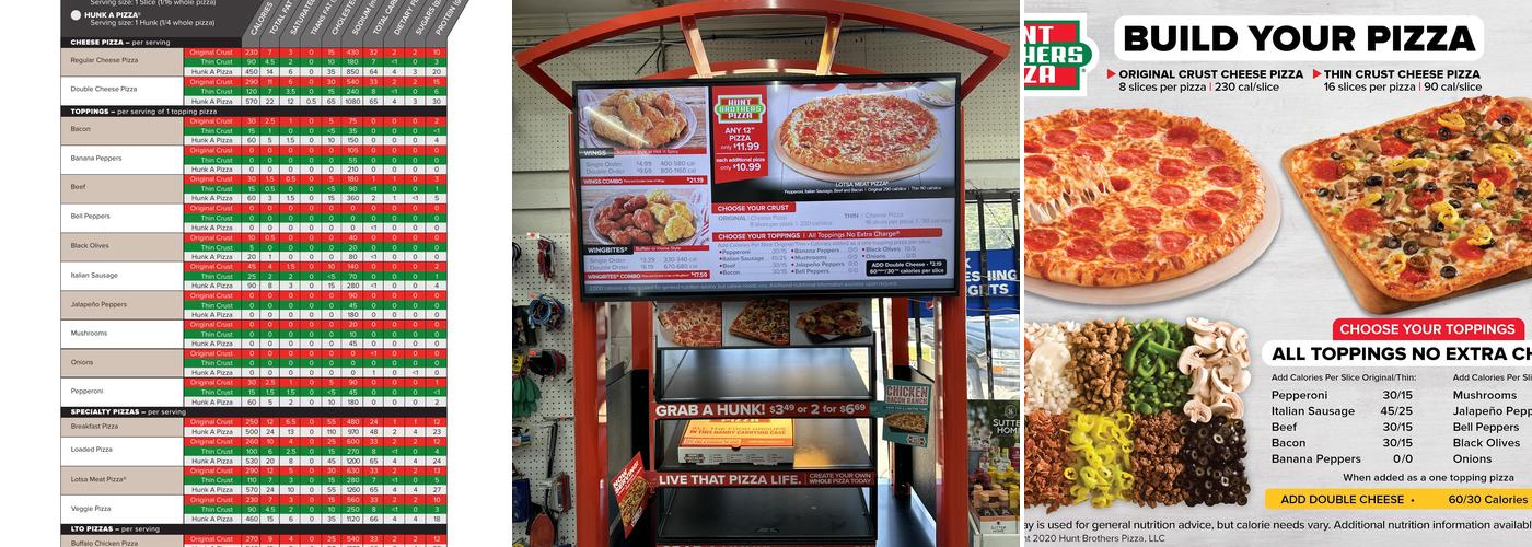 Hunt Brothers Pizza Menu