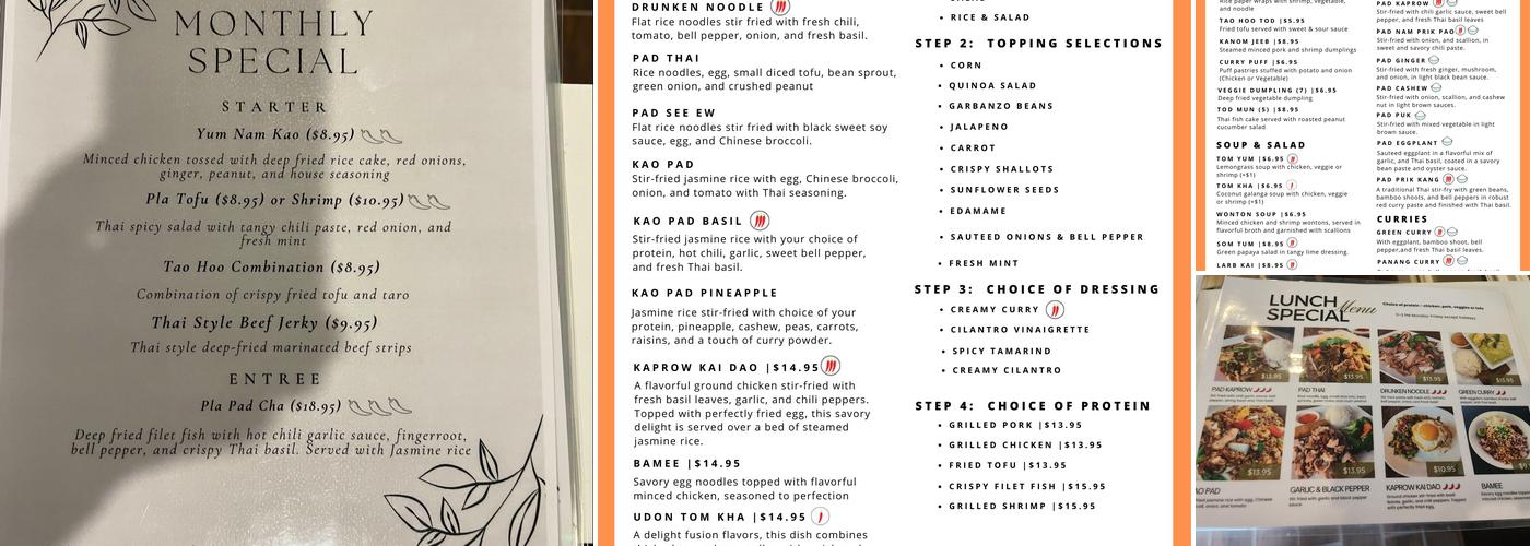 Bai Kao Thai Menu