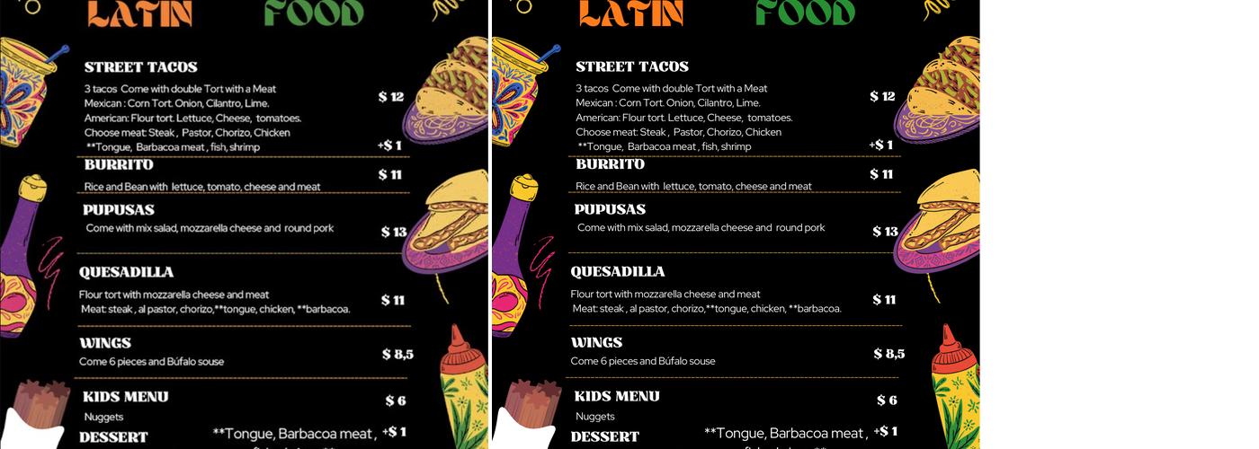 Mi sazón latino Menu