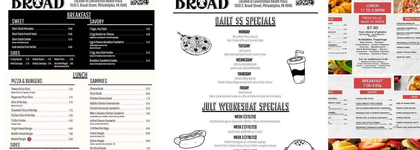Café on Broad Menu
