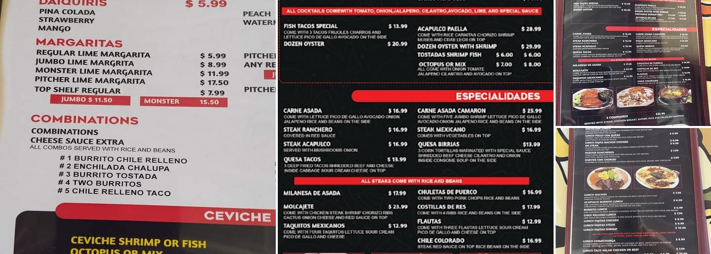 Acapulco Mexican Resturant Menu