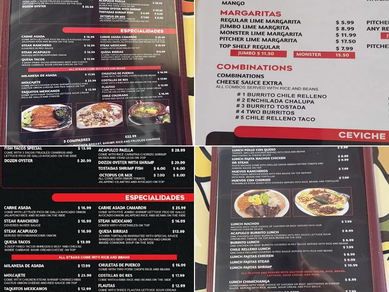 Acapulco Mexican Resturant Menu