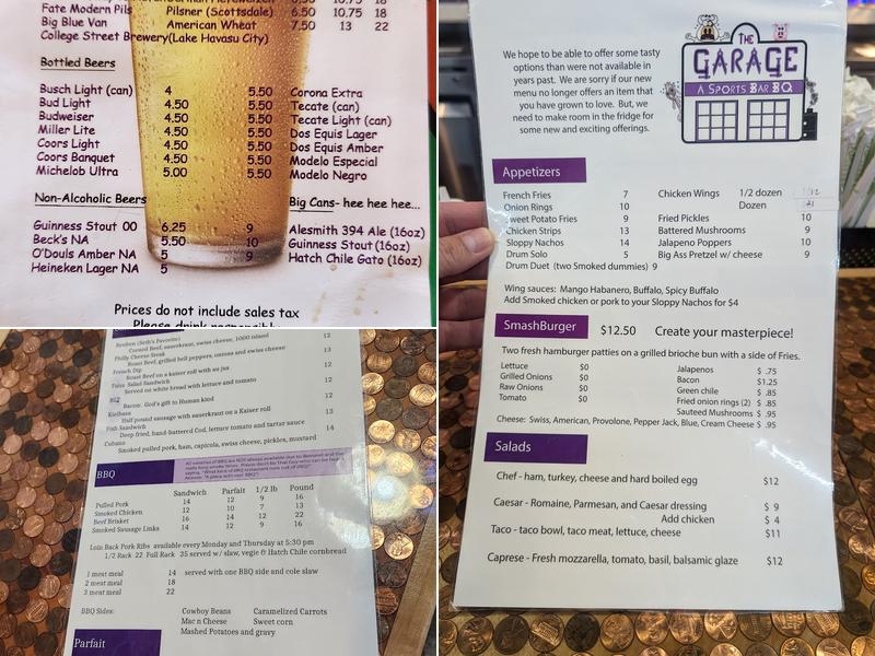 The Garage - A Sports Bar B Q Menu