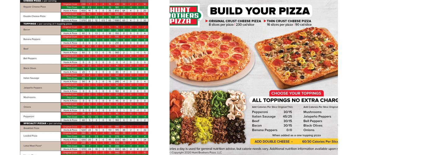 Hunt Brothers Pizza Menu