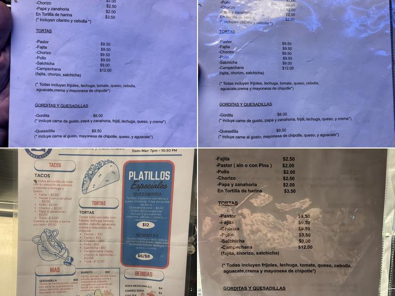 Tacos y Tortas El Blue Menu