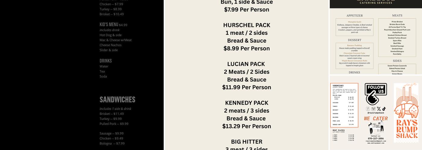 Ray’s Rump Shack Menu