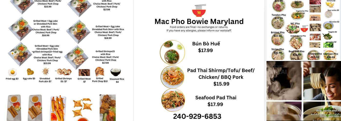 MAC PHO Menu