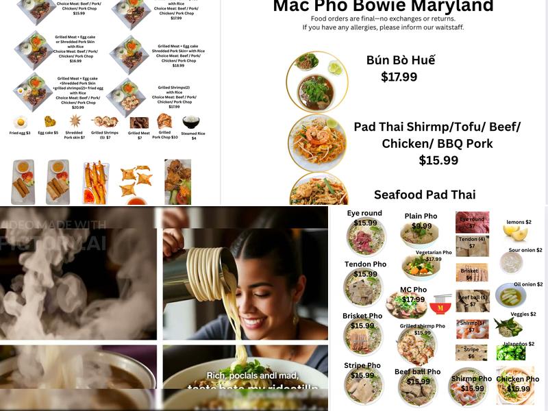 MAC PHO Menu