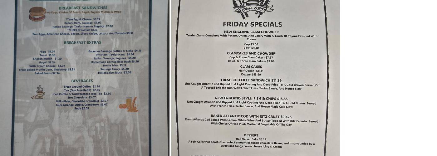 Chefs OBD - Oakland Beach Diner & Leroy's Lot Menu