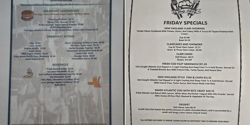 Chefs OBD - Oakland Beach Diner & Leroy's Lot Menu