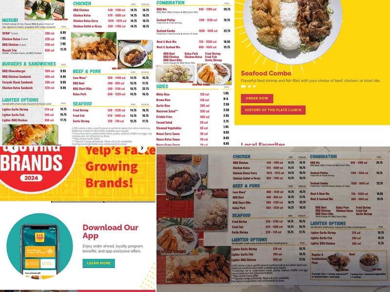 L&L Hawaiian Barbecue Menu