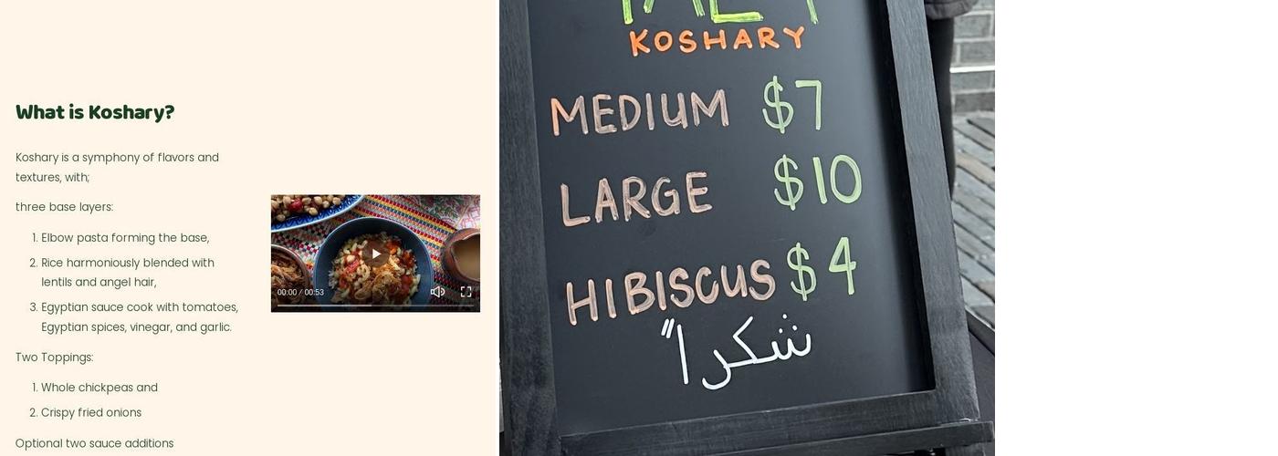 Yalla Koshary Menu