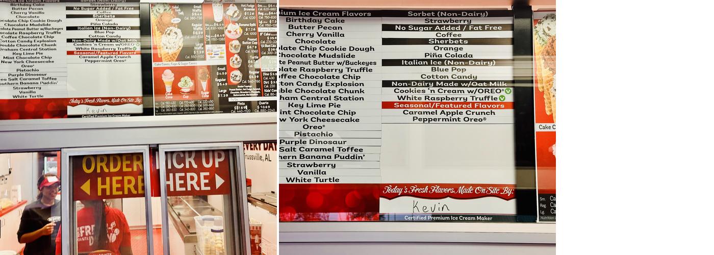 Bruster's Real Ice Cream Menu