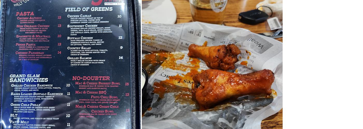 The 9th Inning Sports Bar Menu