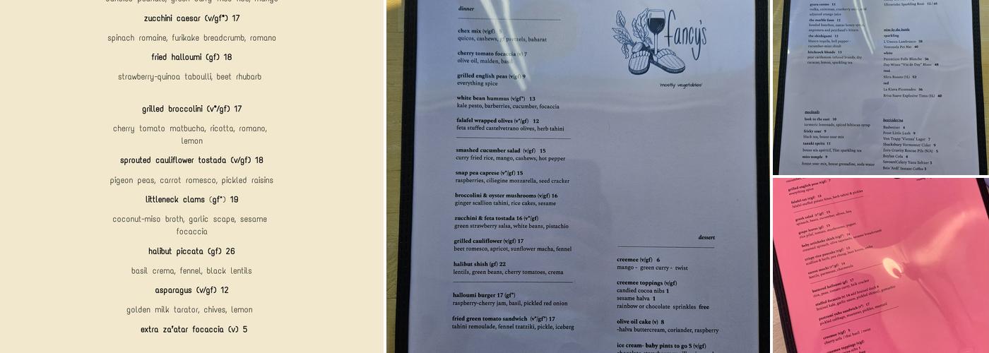 fancy's Menu
