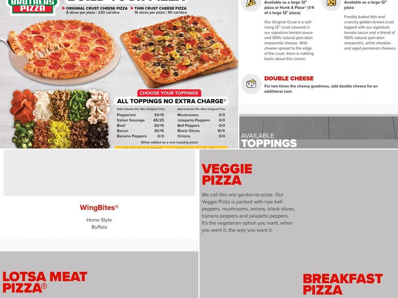 Hunt Brothers Pizza Menu