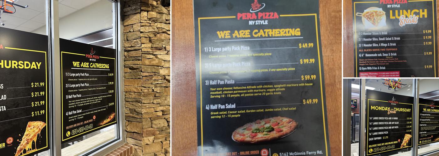 Pera Pizza NY Style Menu