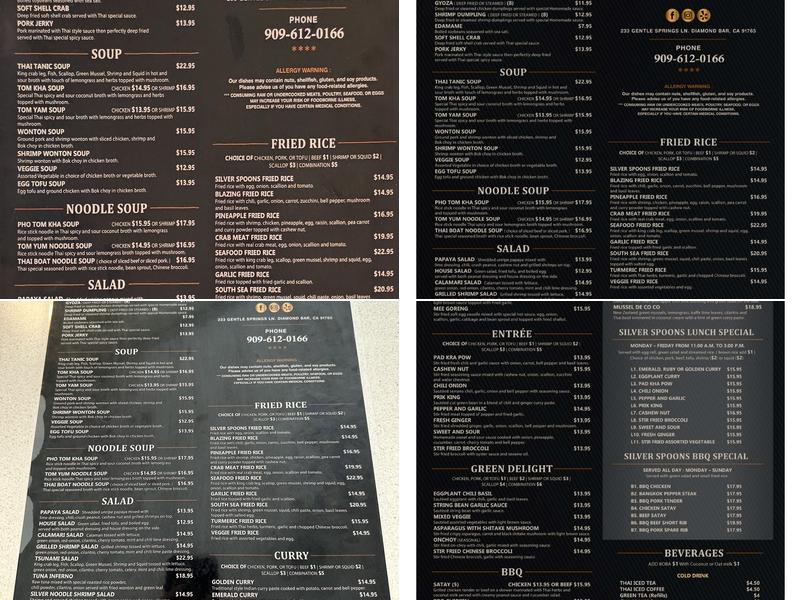 Silver Spoons Thai BBQ House Menu