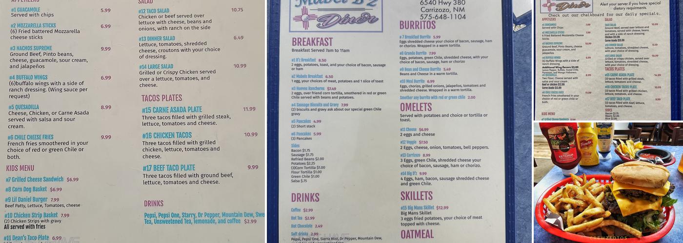 Mabel B'z Diner Menu