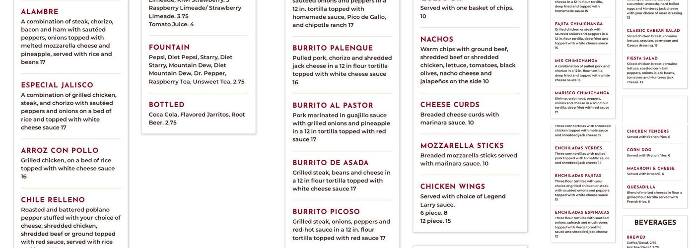 Route 23 Lunch & Dinner Menu