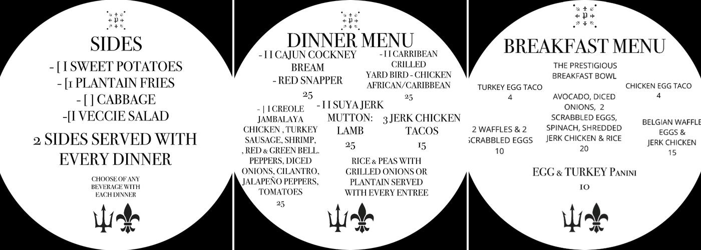 Prestigious Menu