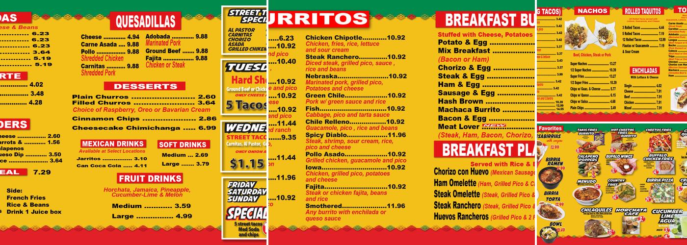 Antonio's Mexican Fresh Menu