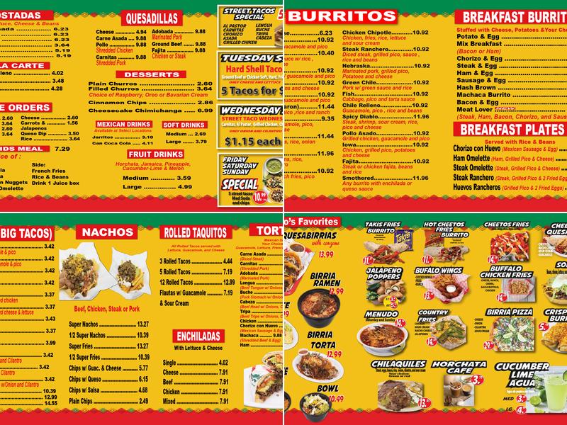 Antonio's Mexican Fresh Menu