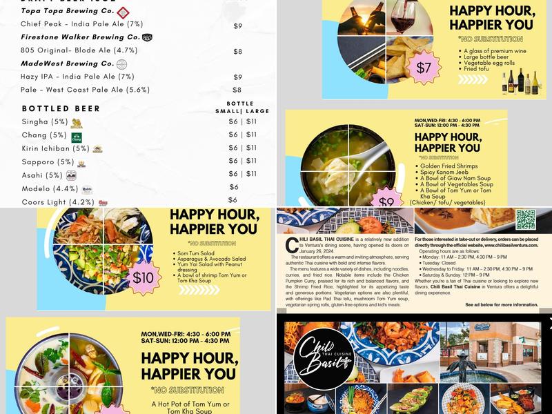 Chili Basil Thai Cuisine Menu