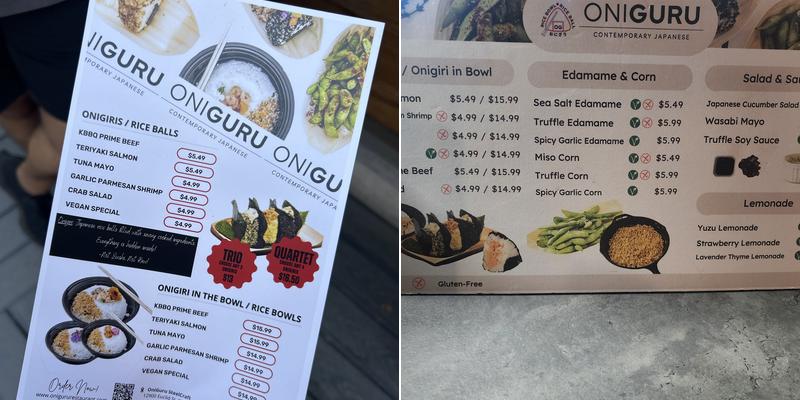 OniGuru Menu