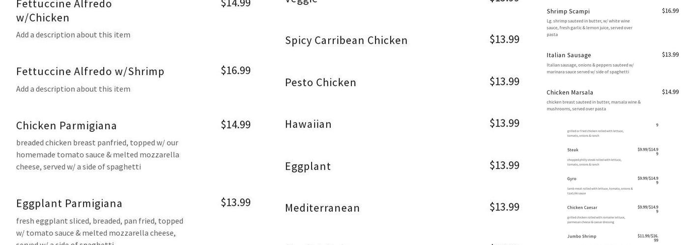 Celeno’s Bistro Menu