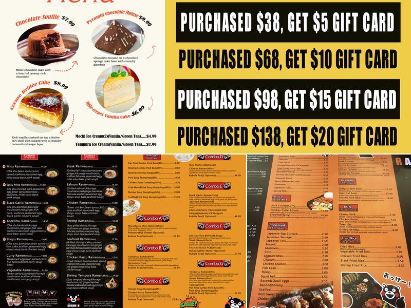 Kumamon Ramen Menu