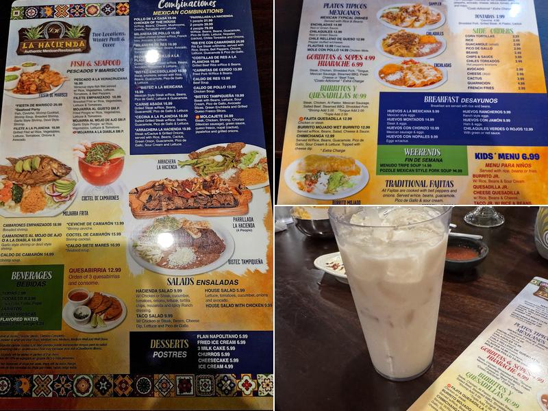 La hacienda restaurant Menu