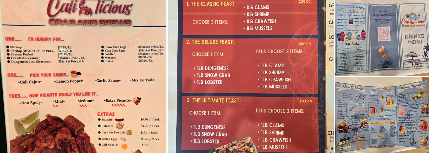 Cali Licious Crab and Brews Menu