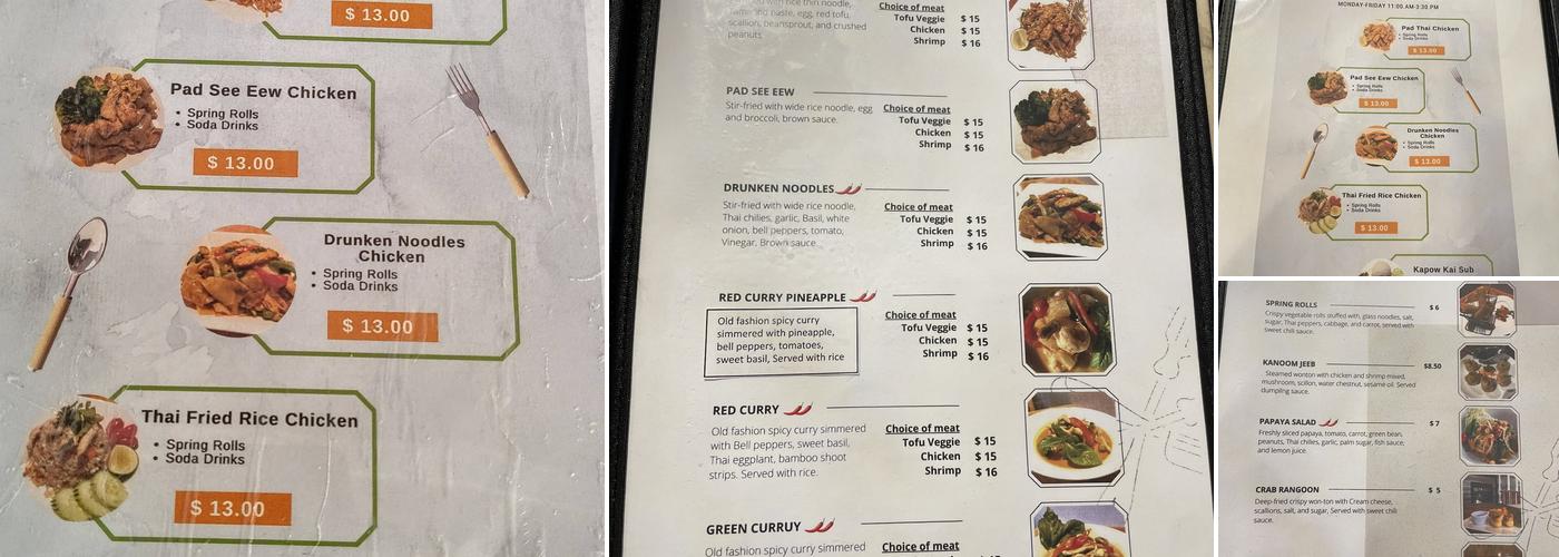 Thai And Time Again Menu