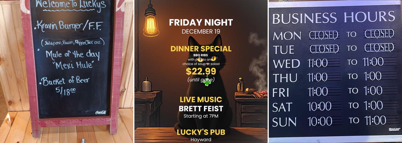 Lucky's Pub Menu